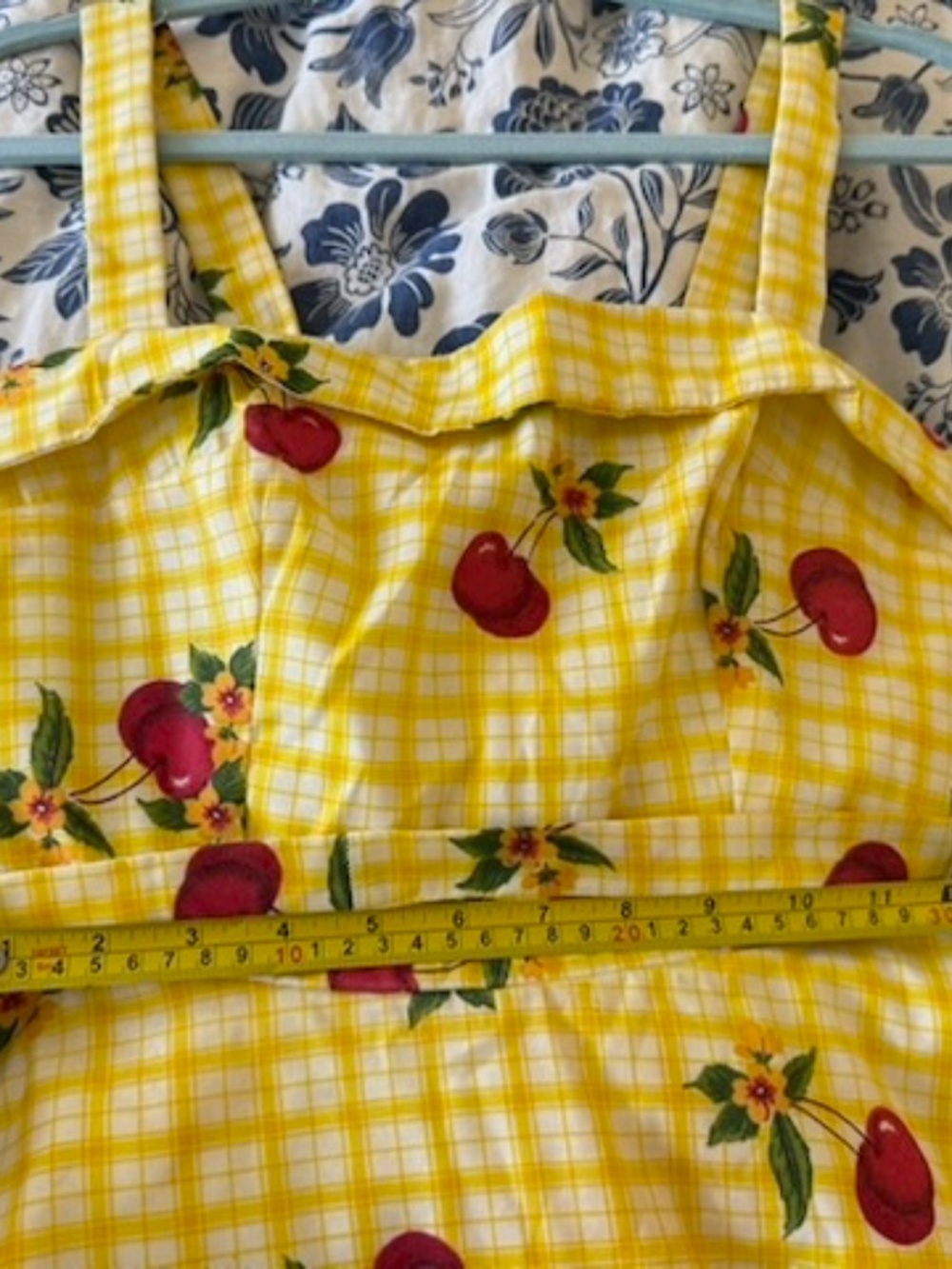 Stop Staring! yellow gingham & cherry pattern dress, size S, retro rockabilly - Picture 5 of 8